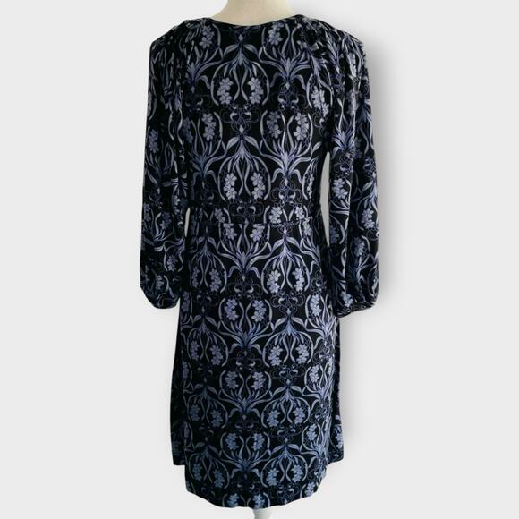 Soma Dress A Line 3/4 Sleeves Blue Drawstring Floral Causal Lounge Size Medium - Picture 4 of 8